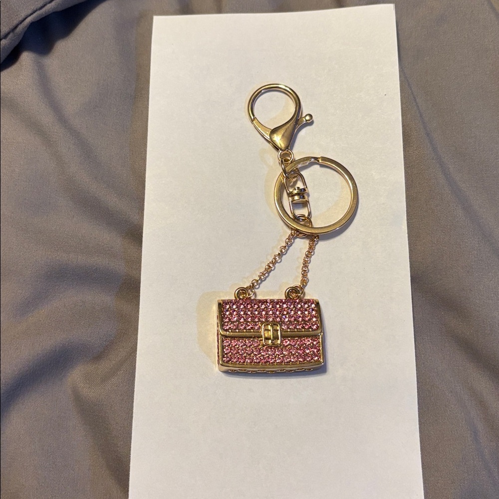 Stylish Pink and Gold Purse Keychain